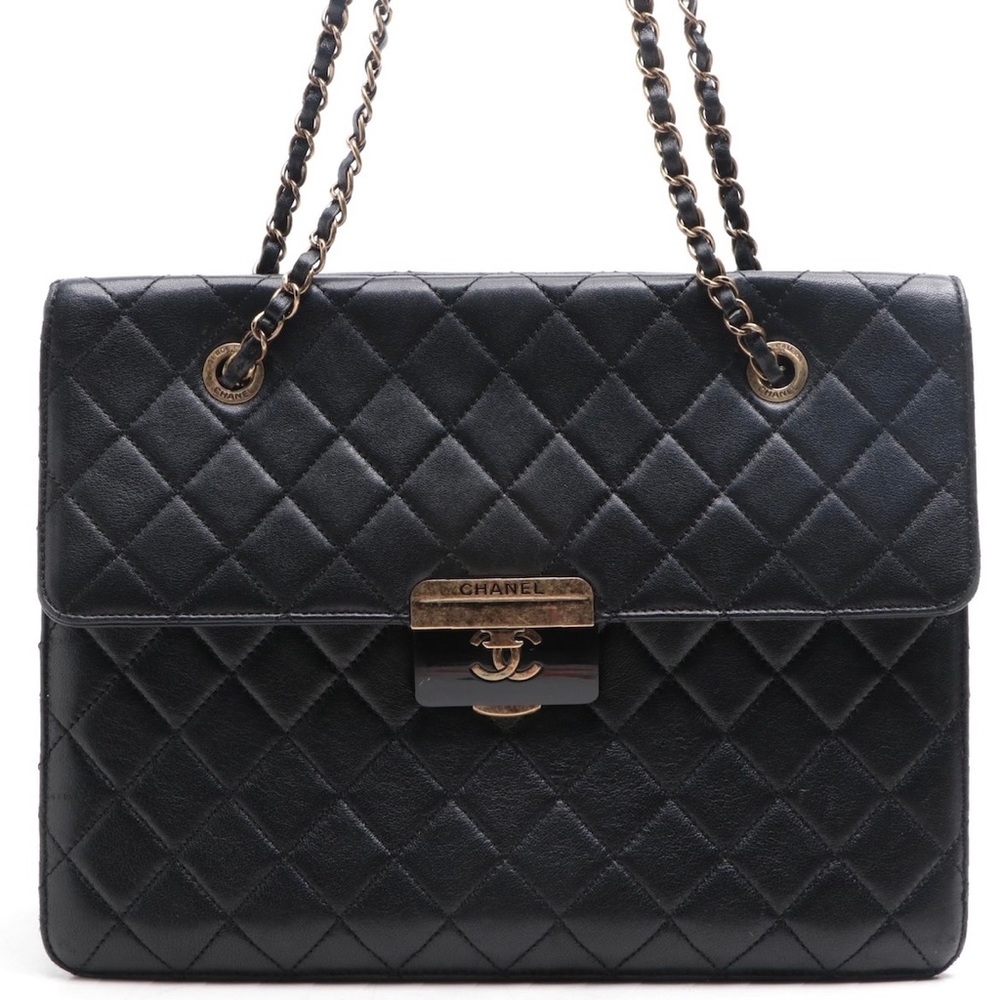 CHANEL Lambskin Quilted Beauty Lock Tote Leather Flap Medium Handbag Purse - Picture 4 of 15